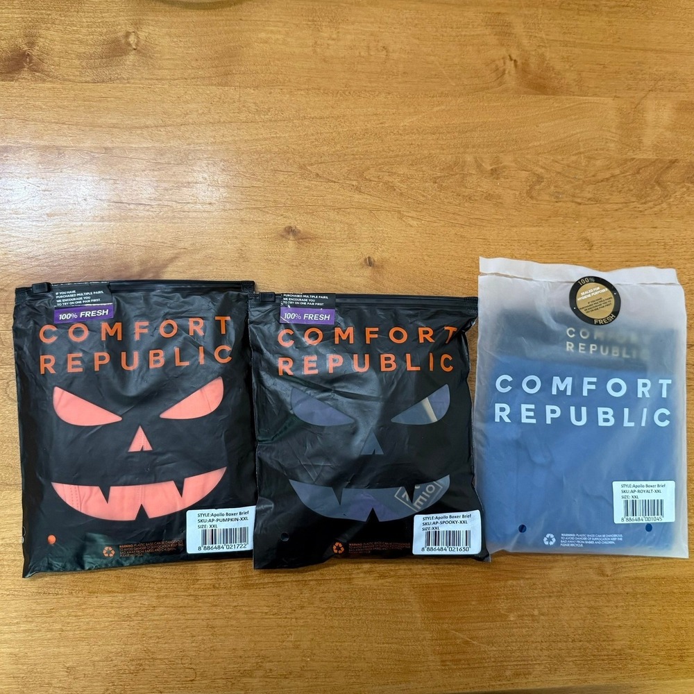 New Comfor Republic Apollo Boxer Briefs XXL 3 Pack Bundle Halloween New In Pack